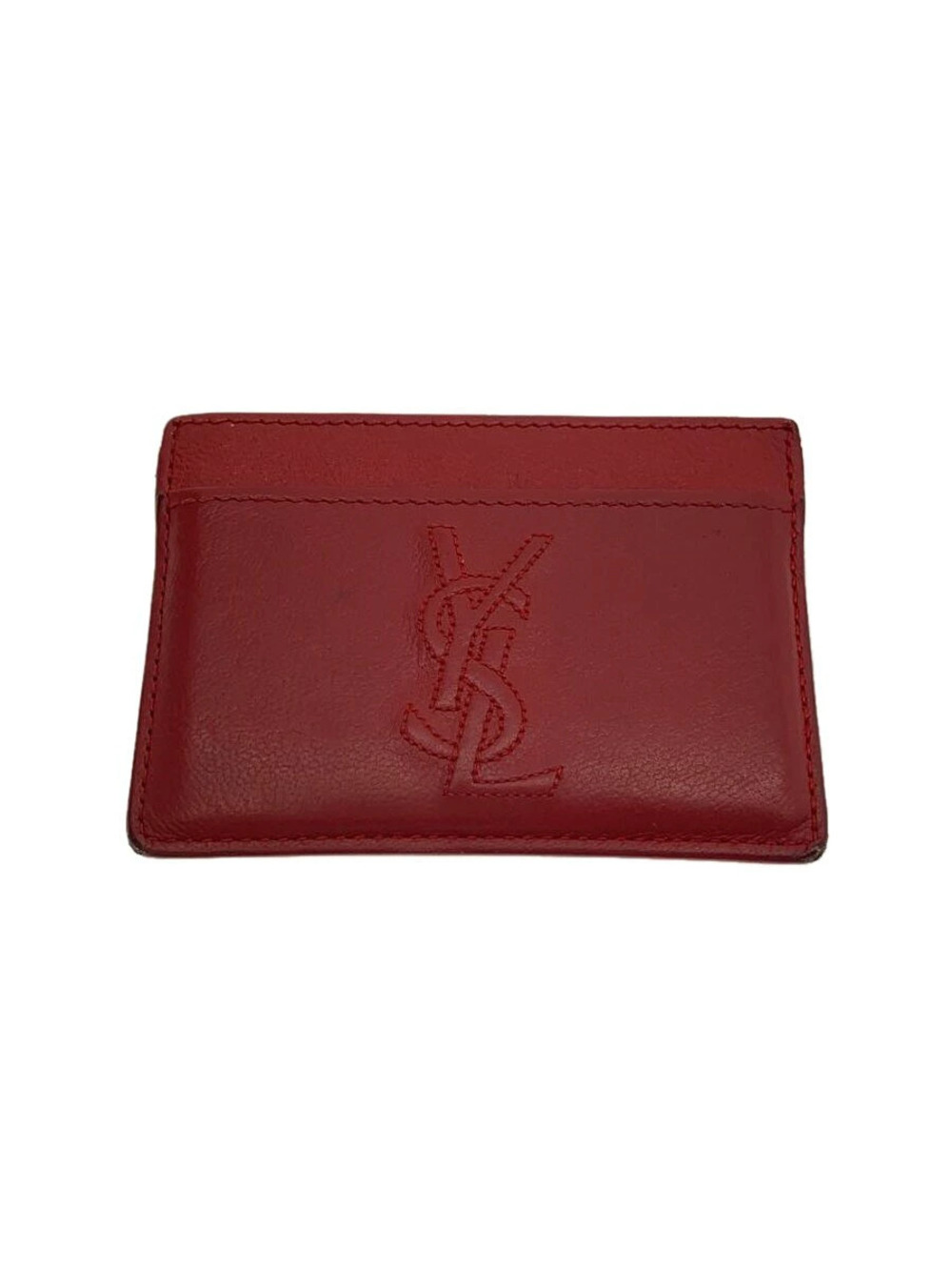 Saint Laurent Yves Pass Case Wallet Leather RED